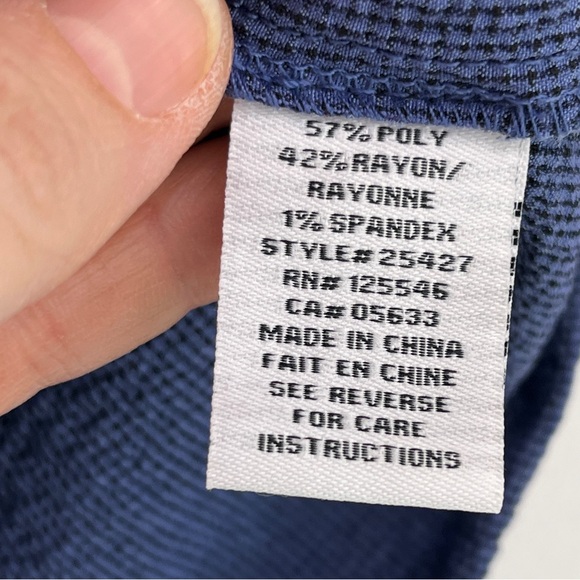 Habitat Blue and Navy Solid w/ Contrast Plaid Tunic Top Lightweight Lagenlook S - Picture 6 of 7